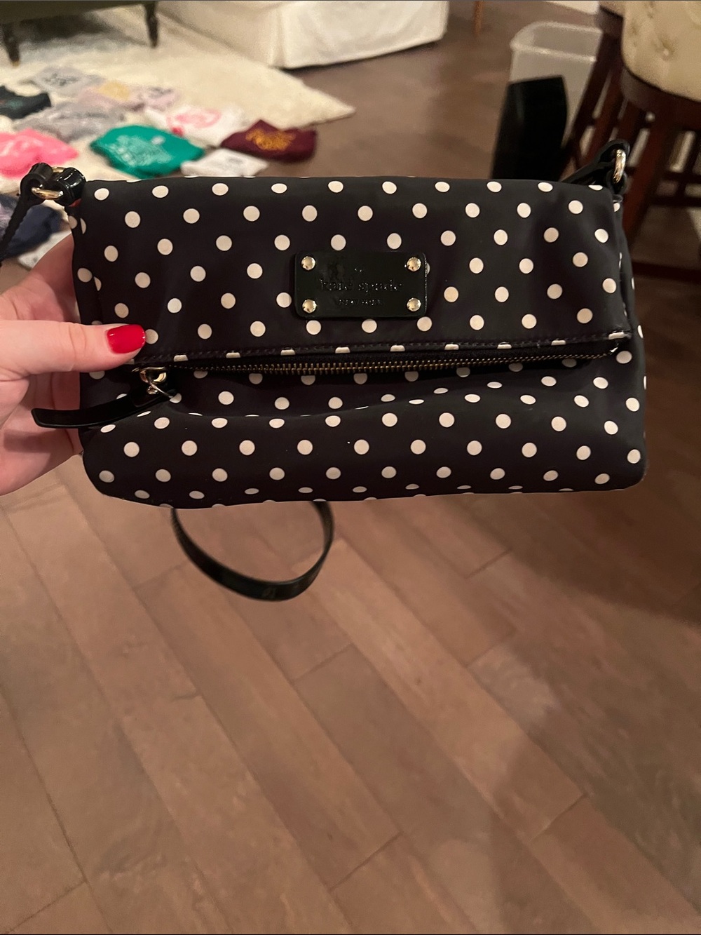 kate spade Black and White Polka Dot Crossbody Bag